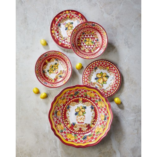 Capri Kırmızı Vazo Desenli Servis Kasesi 35cm