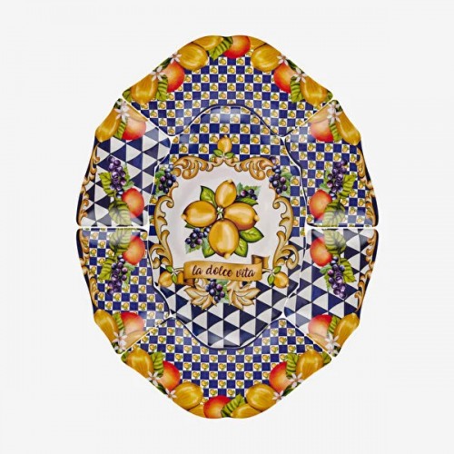 Capri Mavi Limon Buketi Meze Tabağı 7'li Set