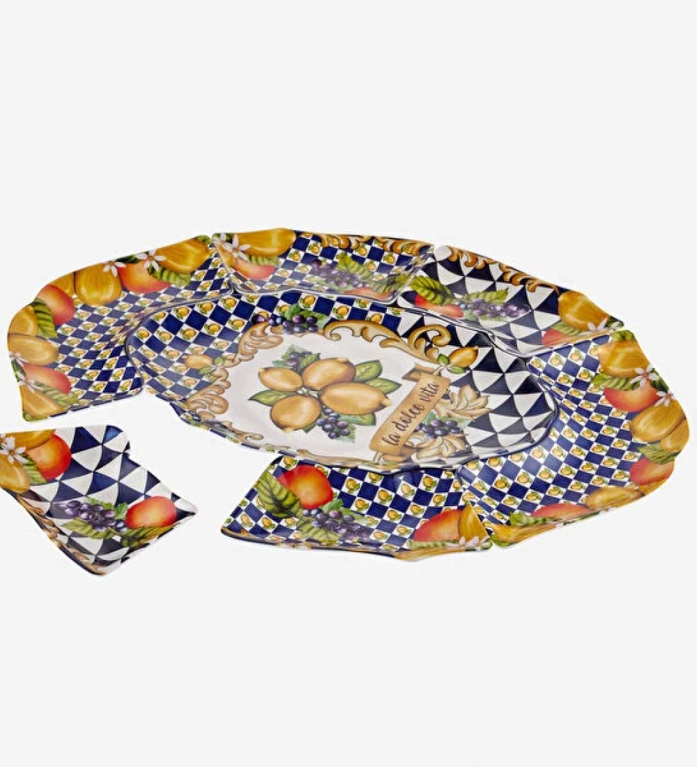 Capri Mavi Limon Buketi Meze Tabağı 7'li Set