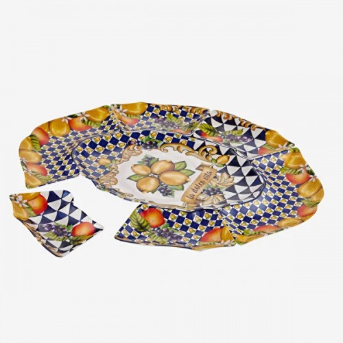 Capri Mavi Limon Buketi Meze Tabağı 7'li Set