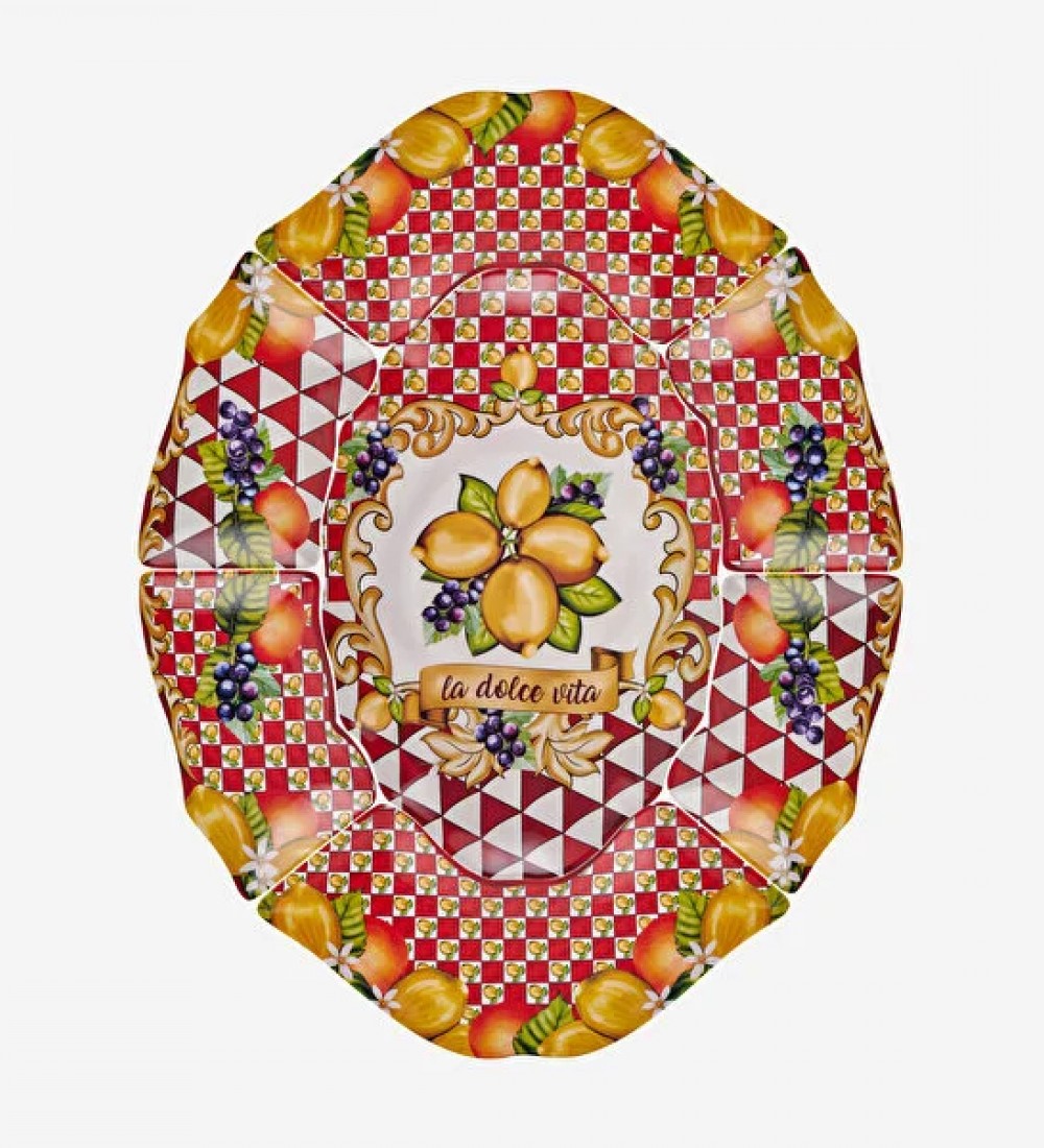 Capri Kırmızı Limon Buketi Meze Tabağı 7'li Set