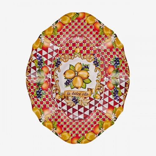 Capri Kırmızı Limon Buketi Meze Tabağı 7'li Set