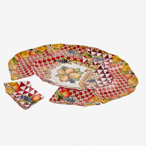 Capri Kırmızı Limon Buketi Meze Tabağı 7'li Set