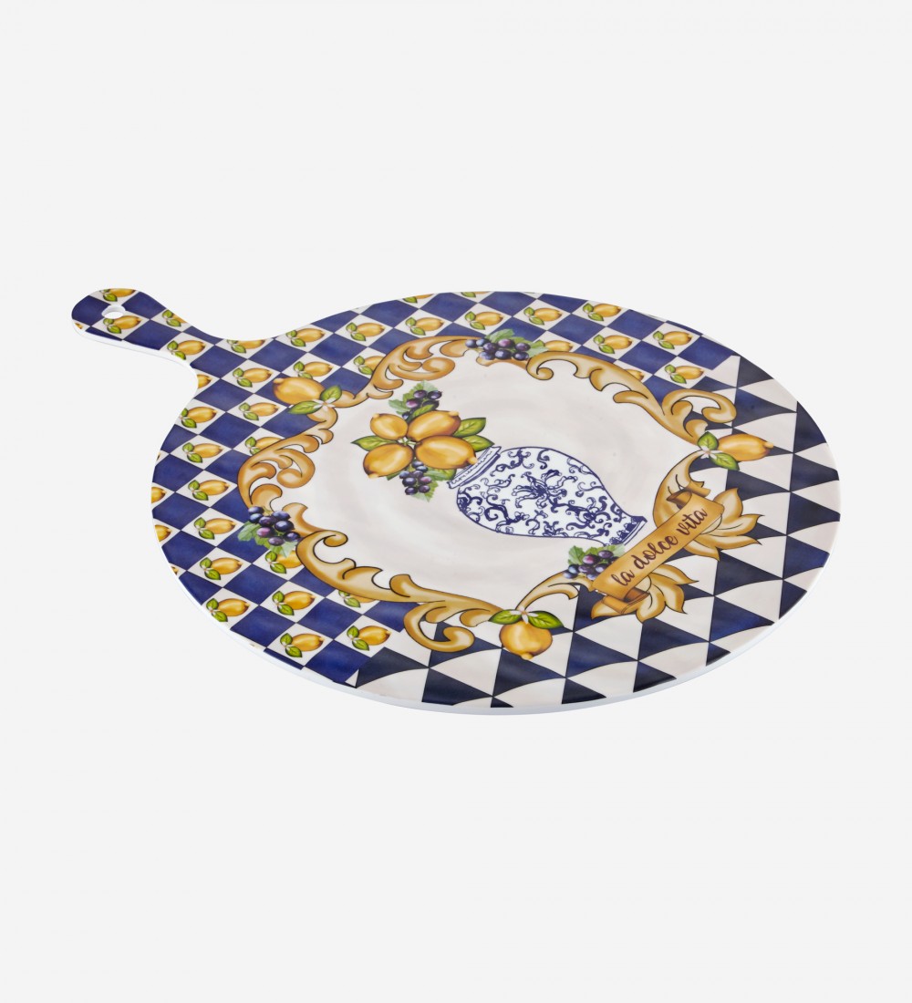 Capri Mavi Vazo Desenli Kesme Tahtası 41cm