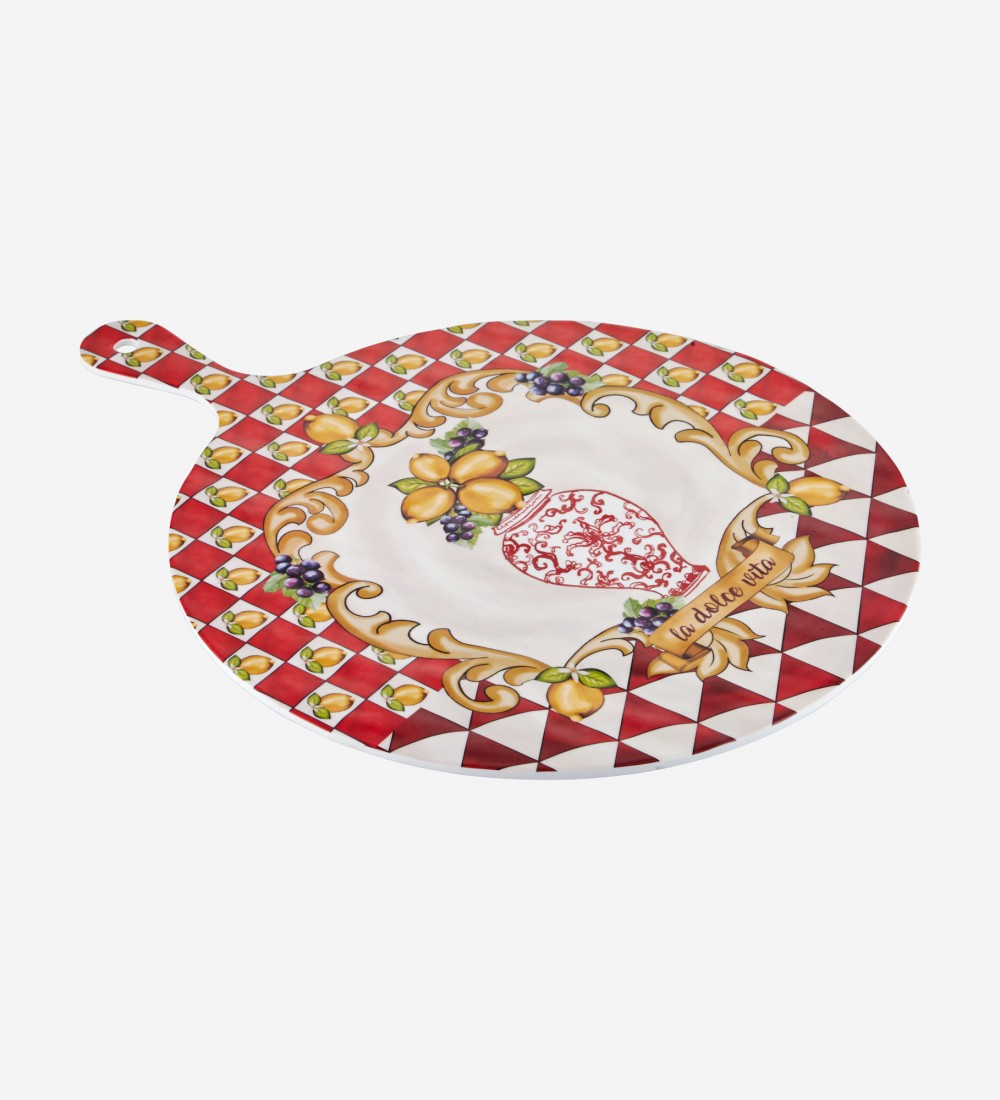 Capri Kırmızı Vazo Desenli Kesme Tahtası 41cm