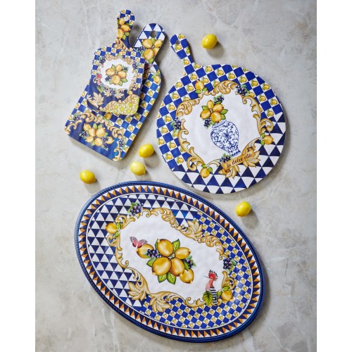 Capri Mavi Limon Buketi Kesme Tahtası 34cm
