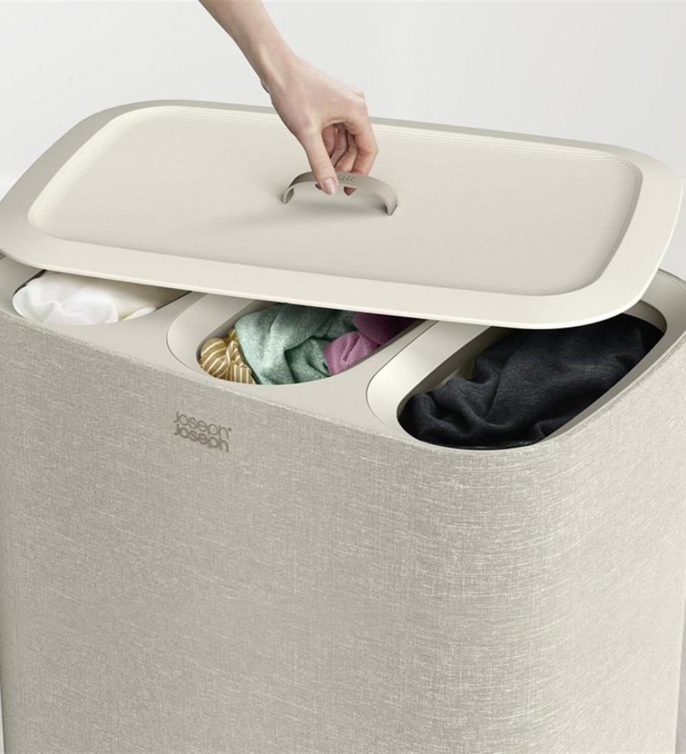 Tota 90 L Trio 3 Bölmeli Çamaşır Ayırma Sepeti - Ekru