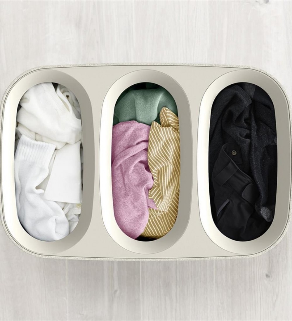 Tota 90 L Trio 3 Bölmeli Çamaşır Ayırma Sepeti - Ekru