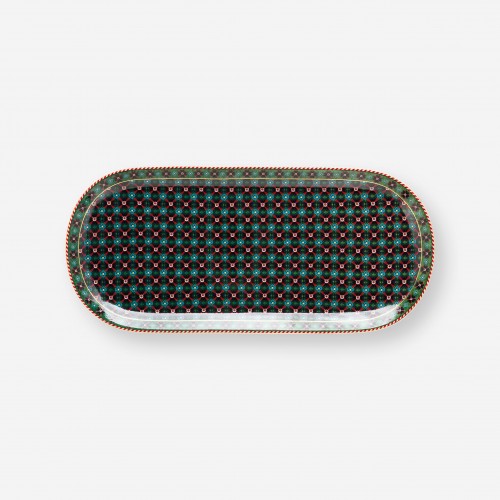 Berry Blues Yeşil Oval Kek Servis Tabağı 33 cm