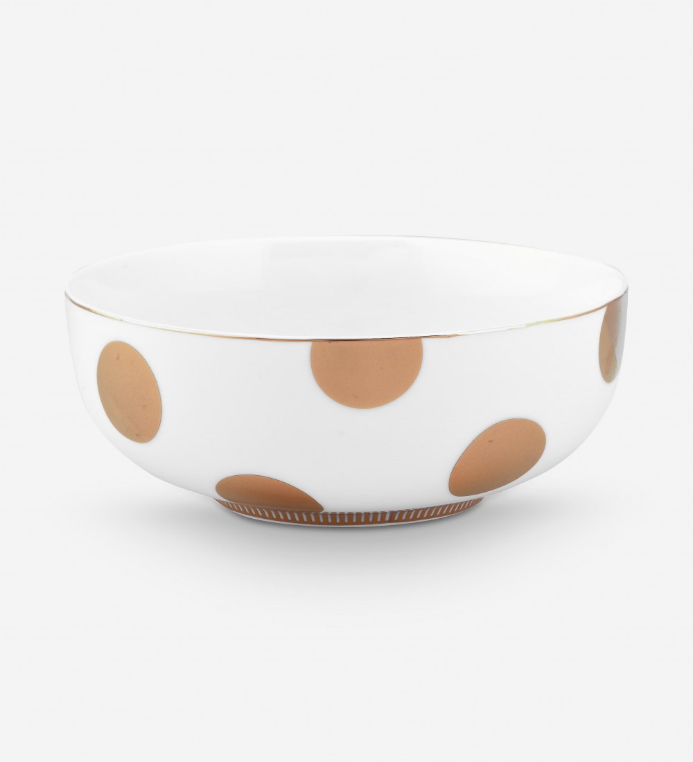 Dot Delight  Altın / Beyaz Kase 15 cm