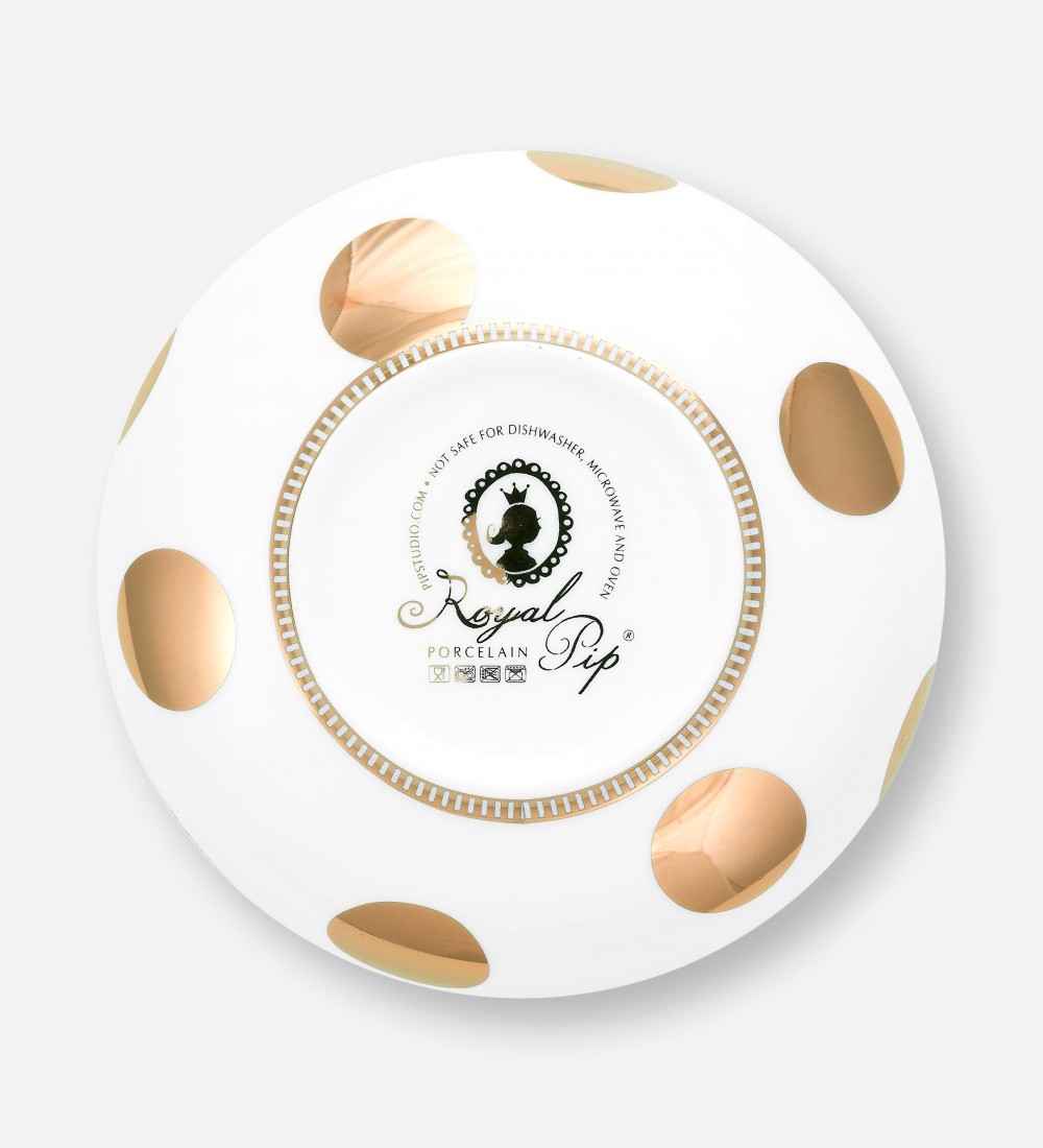 Dot Delight  Altın / Beyaz Kase 15 cm