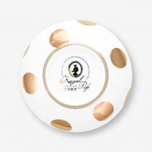 Dot Delight  Altın / Beyaz Kase 15 cm