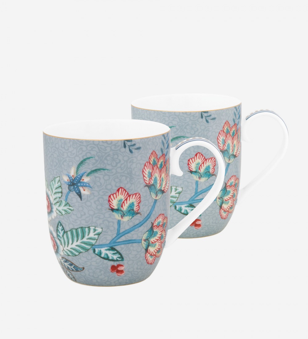 Flower Festival Mavi İkili Küçük Mug Seti 145 ml. 