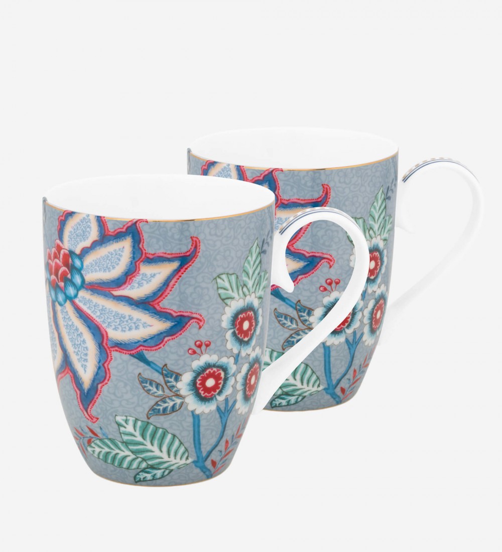 Flower Festival Mavi İkili Büyük Mug Seti 350 ml. 