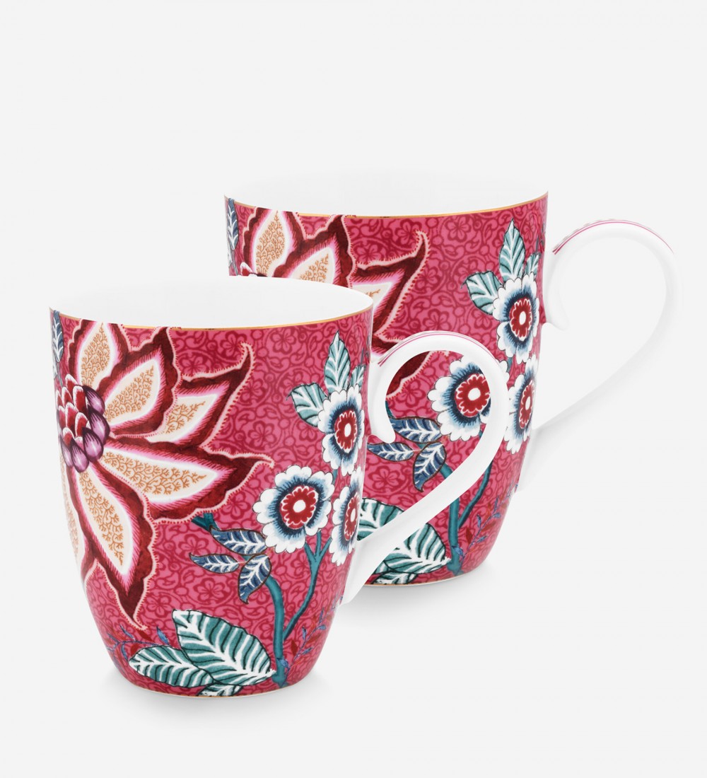 Flower Festival Kırmızı İkili Büyük Mug Seti 350 ml. 
