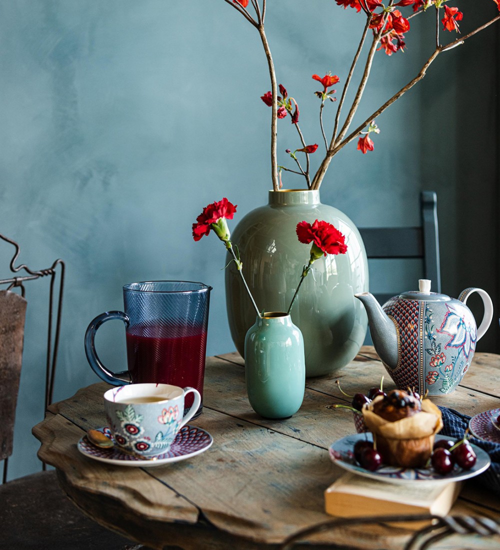 Flower Festival İkili Mavi Kahve Fincanı Seti 120 ml. 