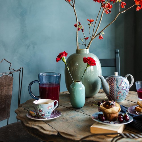 Flower Festival İkili Mavi Kahve Fincanı Seti 120 ml. 