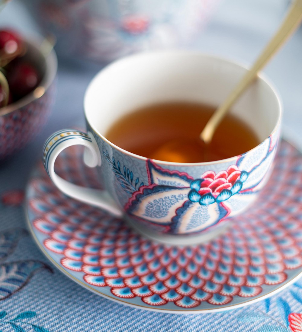 Flower Festival Mavi İkili Çay Fincanı Seti 280 ml. 