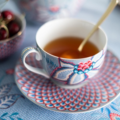 Flower Festival Mavi İkili Çay Fincanı Seti 280 ml. 