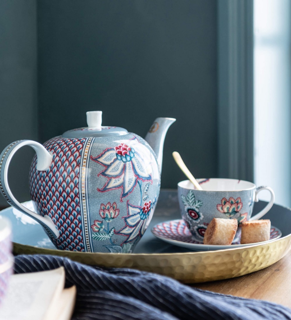 Flower Festival Mavi İkili Çay Fincanı Seti 280 ml. 