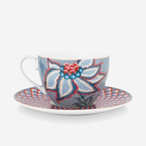 Flower Festival Mavi İkili Çay Fincanı Seti 280 ml. 