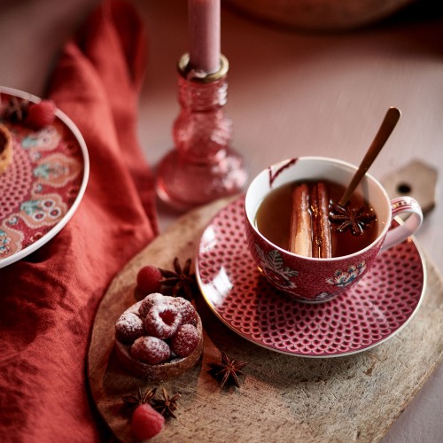 Flower Festival Kırmızı İkili Çay Fincanı Seti 280 ml. 