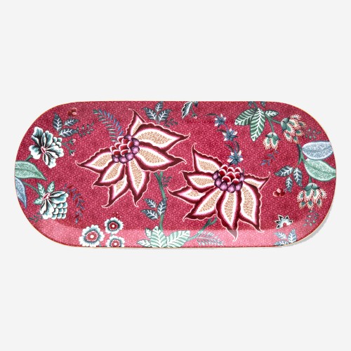 Flower Festival Kırmızı Oval Kek Servis Tabağı 33 cm