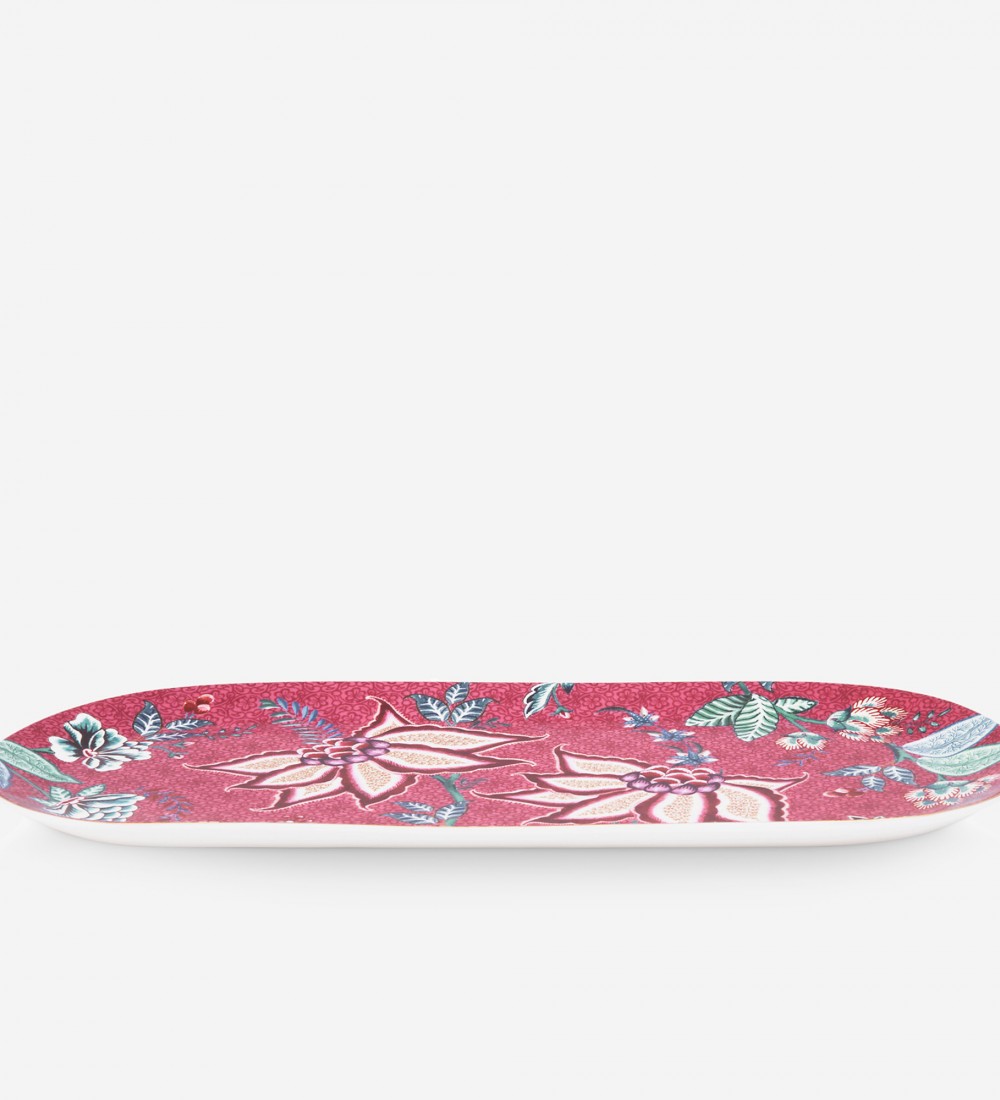 Flower Festival Kırmızı Oval Kek Servis Tabağı 33 cm