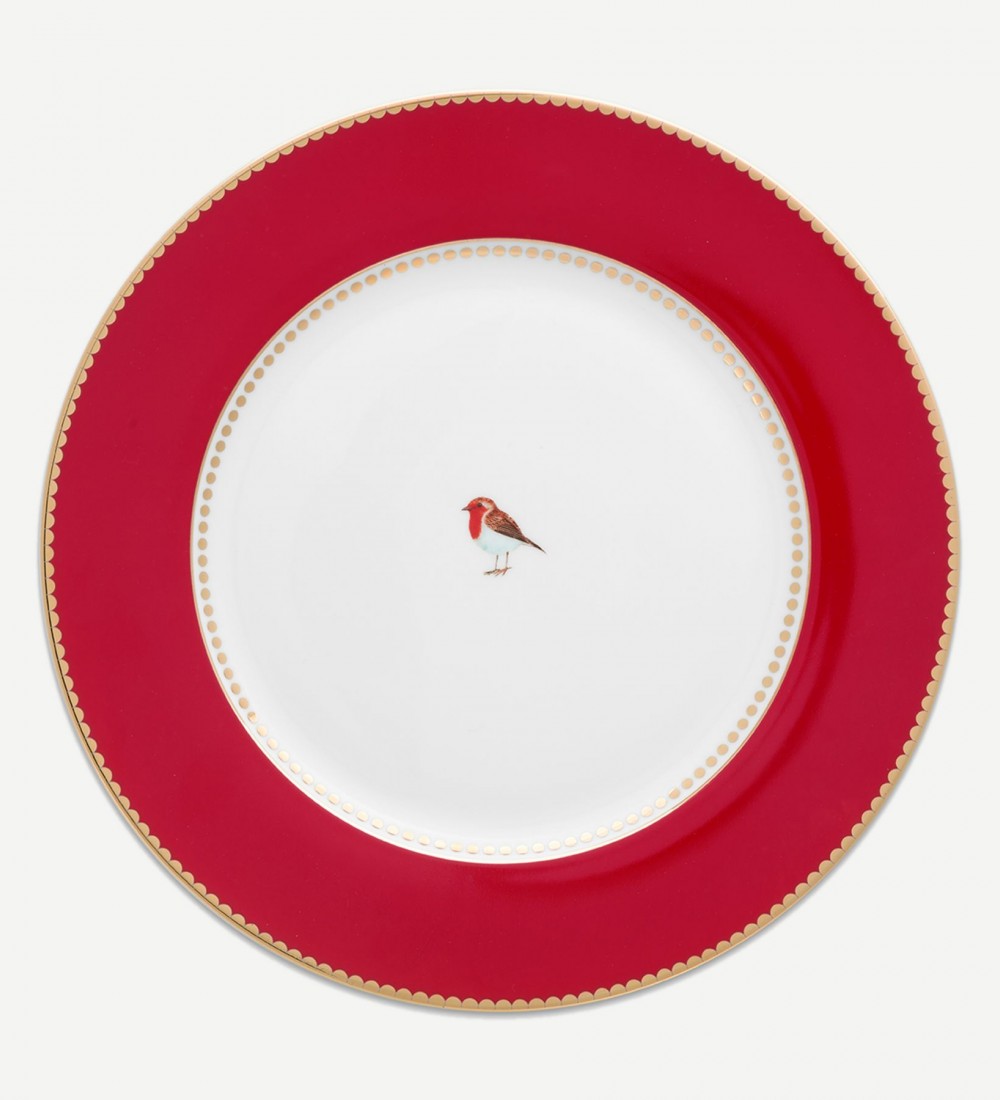Love Birds Kırmızı Yemek Tabağı 26,5 cm 