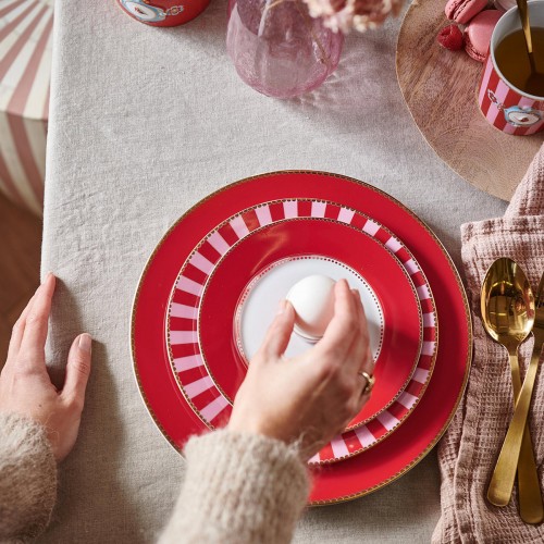 Love Birds Kırmızı Yemek Tabağı 26,5 cm 