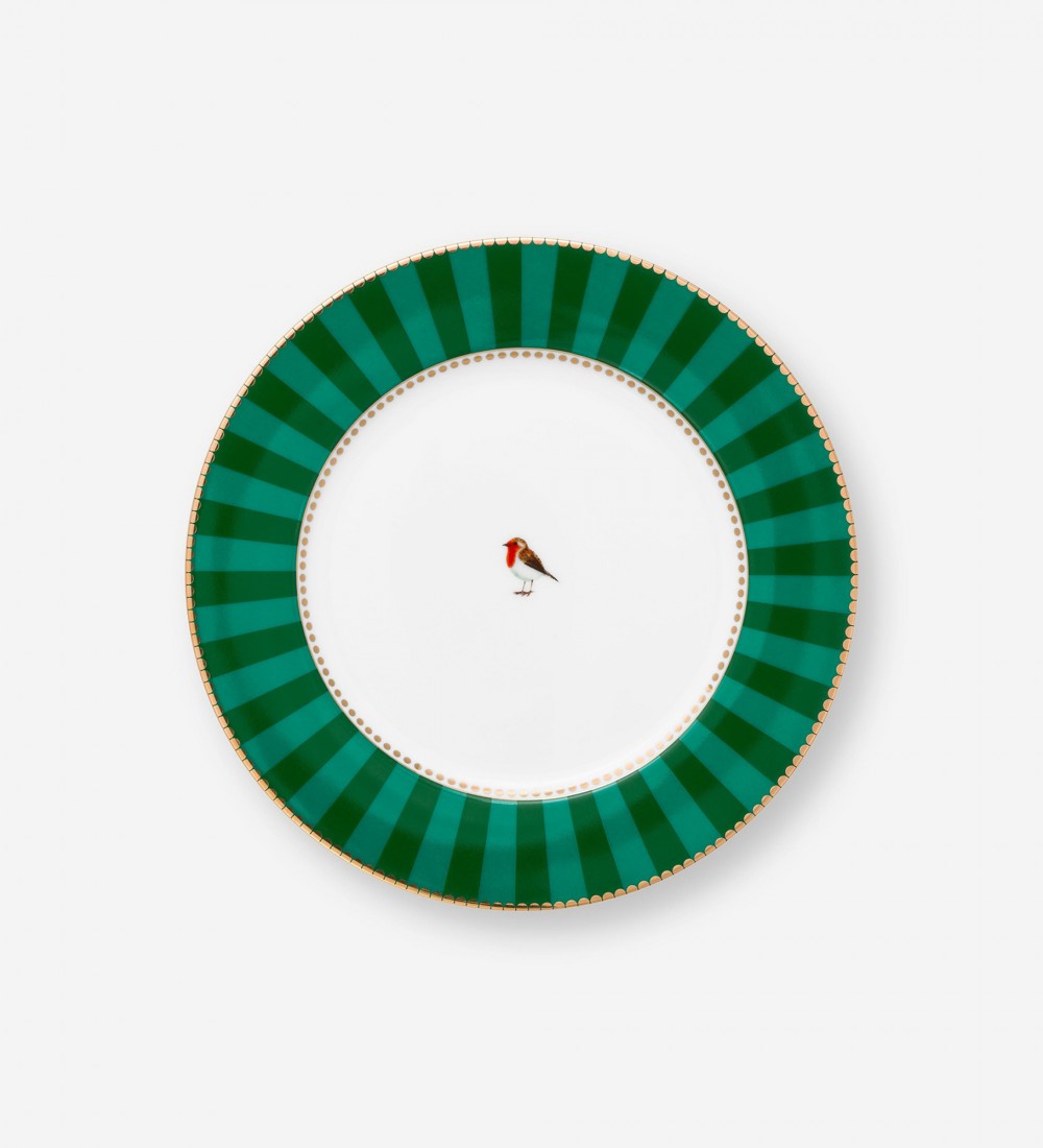 Love Birds Yeşil Çizgili Tabak 21 cm