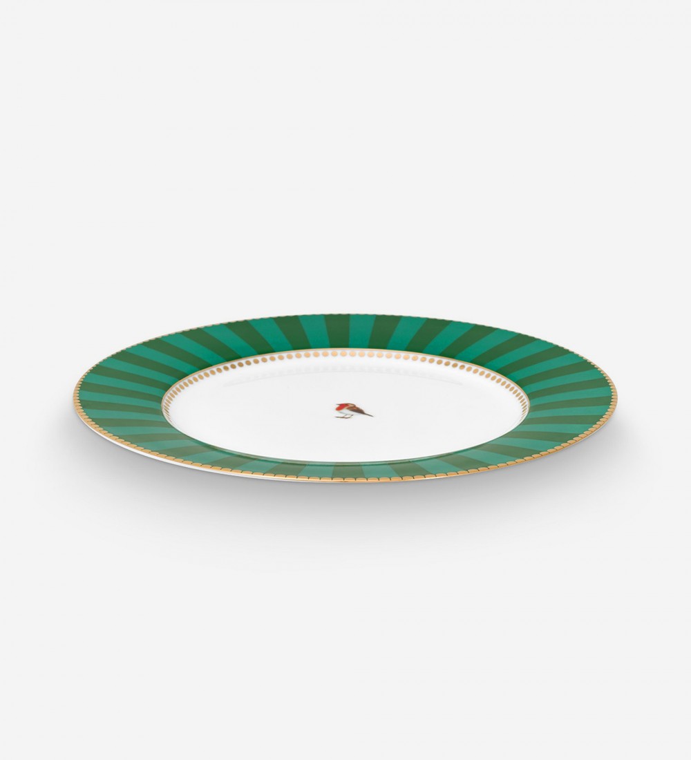 Love Birds Yeşil Çizgili Tabak 21 cm