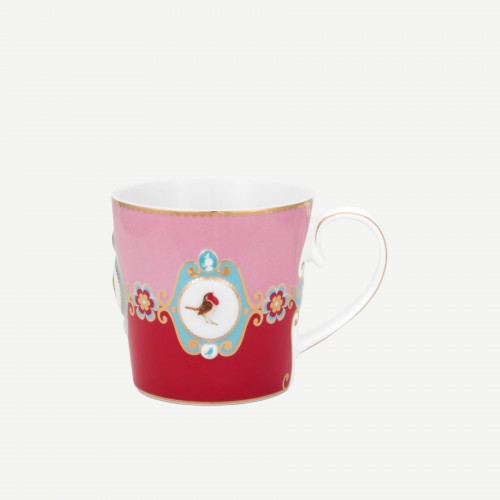 Love Birds Kırmızı/Pembe Madalyon Desenli Mug 250 ml
