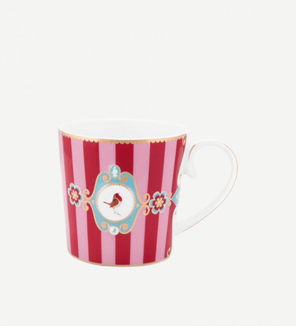 Love Birds Kırmızı/Pembe Çizgili Mug 250 ml