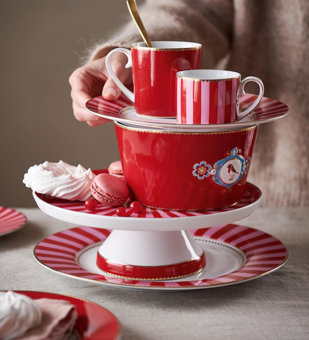 Love Birds Kırmızı Madalyon Desenli Mug 150 ml