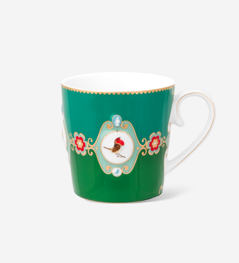 Love Birds Yeşil Renkli Madalyon Desenli Mug 250 ml