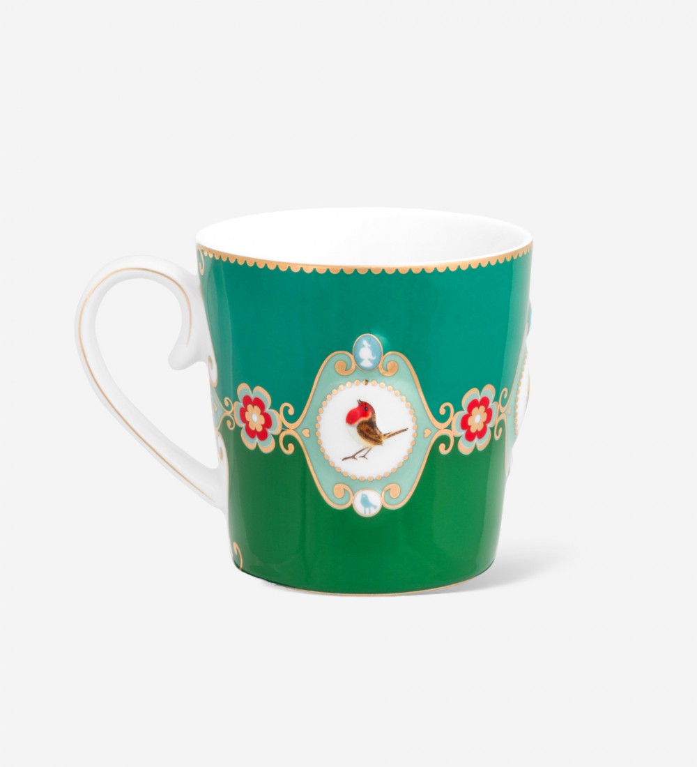 Love Birds Yeşil Renkli Madalyon Desenli Mug 250 ml
