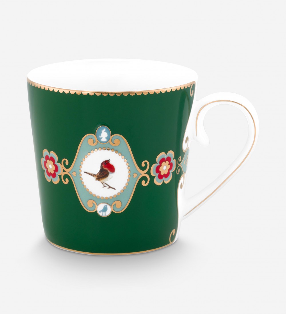 Love Birds Koyu Yeşil Madalyon Desenli Mug 250 ml