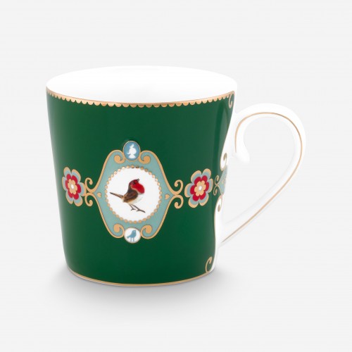 Love Birds Koyu Yeşil Madalyon Desenli Mug 250 ml