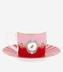 Love Birds Kırmızı/Pembe Madalyon Desenli Çay Fincanı 200 ml