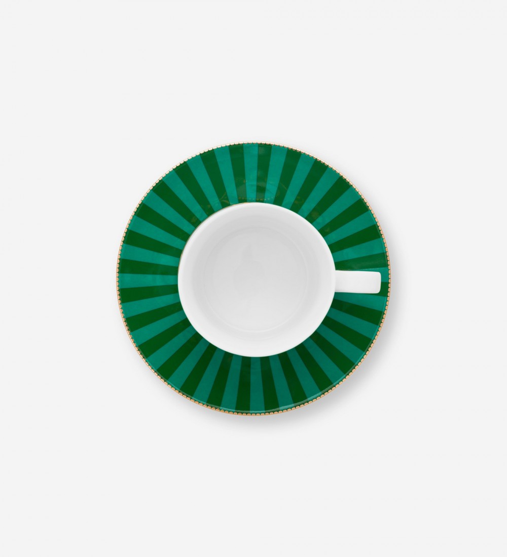 Love Birds Yeşil Madalyon Desenli Çay Fincanı 200 ml