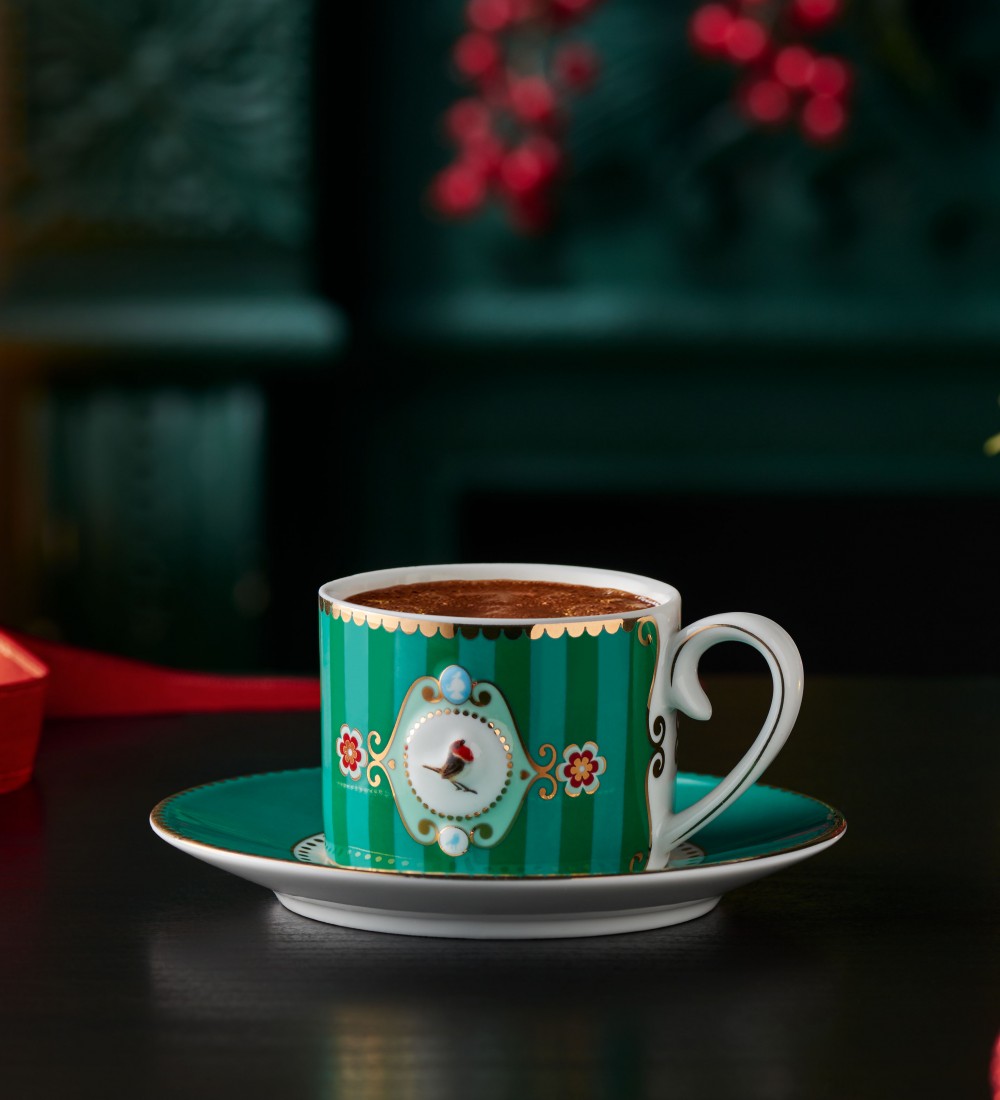 Love Birds Yeşil Kuşlu Kahve Fincanı 125 ml.