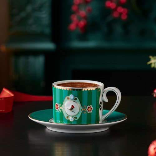 Love Birds Yeşil Kuşlu Kahve Fincanı 125 ml.