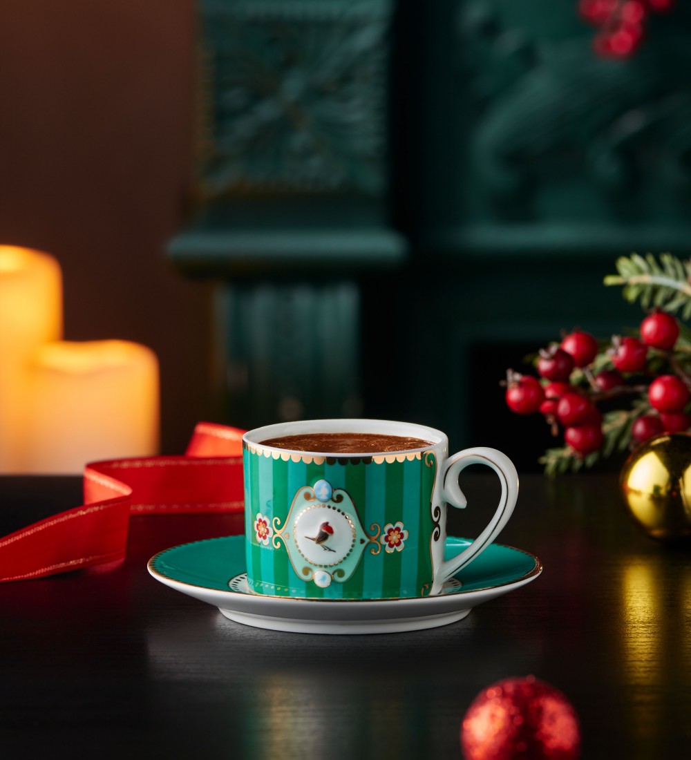 Love Birds Yeşil Kuşlu Kahve Fincanı 125 ml.