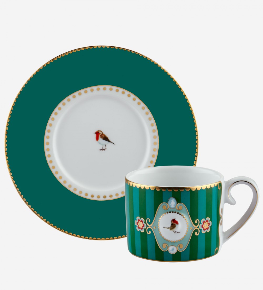 Love Birds Yeşil Kuşlu Kahve Fincanı 125 ml.