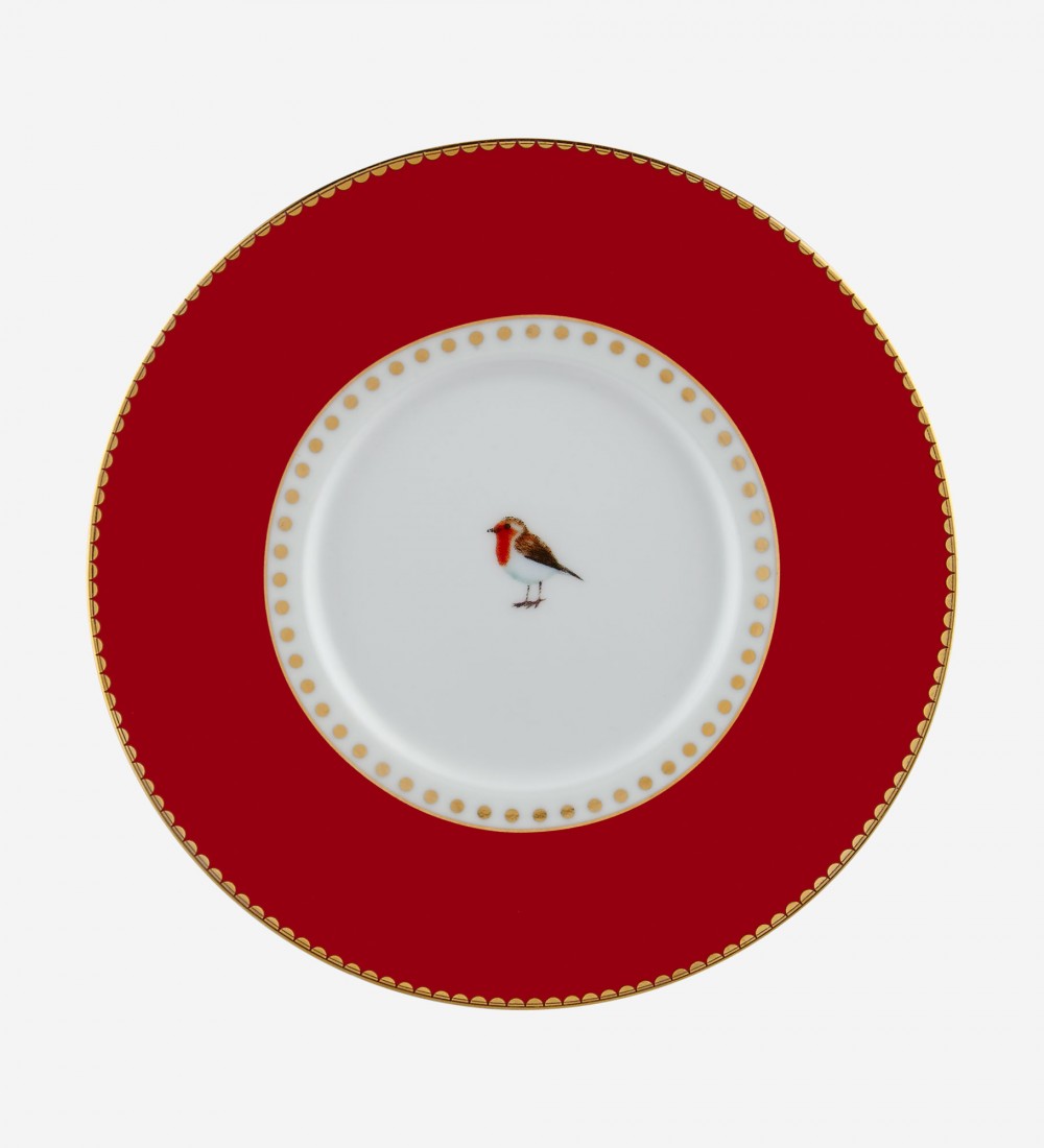 Love Birds Kırmızı/Pembe Çizgili Kuşlu Kahve Finca