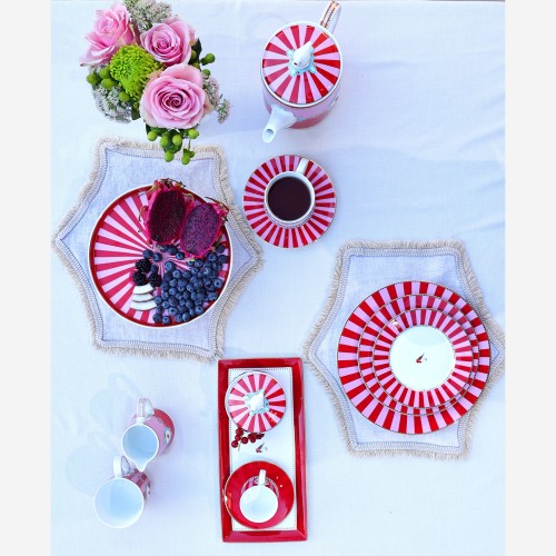 Love Birds Kırmızı/Pembe Madalyon Desenli Demlik 1,3 lt.