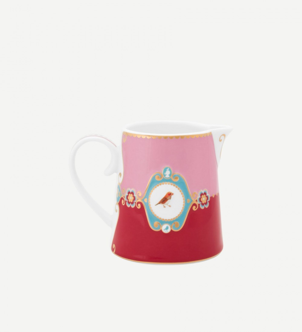 Love Birds Pembe/Kırmızı Madalyon Desenli Sütlük 270 ml