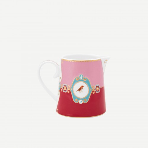 Love Birds Pembe/Kırmızı Madalyon Desenli Sütlük 270 ml