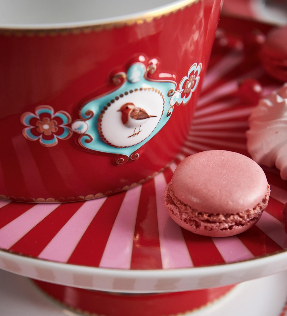 Love Birds Kırmızı Pembe Mini Kek Standı 24 cm 